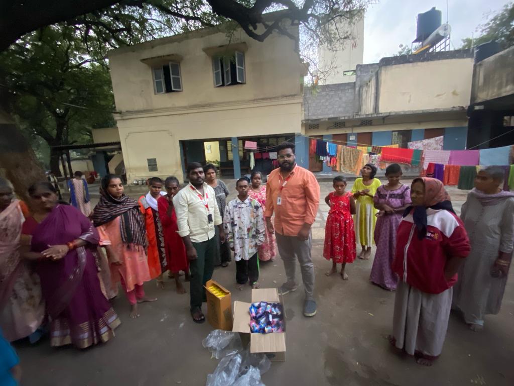 Distributing Snacks for Disabled people